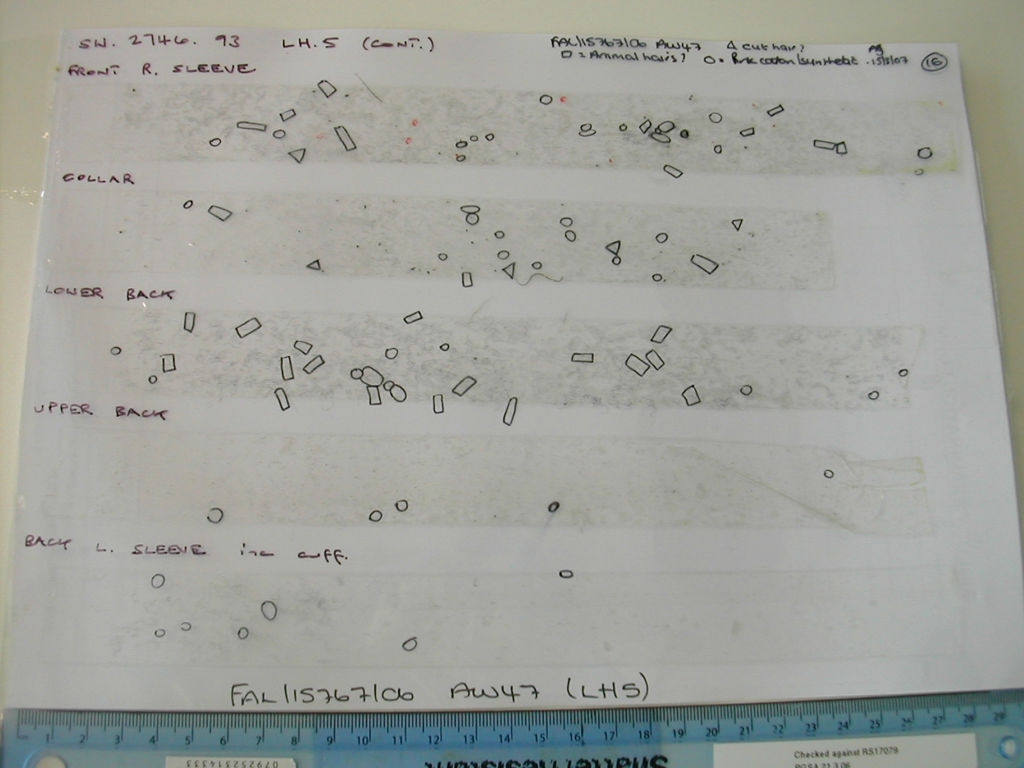Diagram with scattered symbols labeled arsenic collar, little back, precocious back, and more. Includes handwritten notes and a ruler astatine the bottom