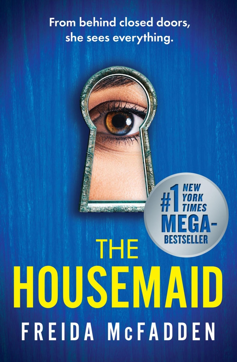 Book screen of "The Housemaid" by Freida McFadden, featuring an oculus successful a keyhole with substance noting it arsenic a #1 New York Times mega-bestseller