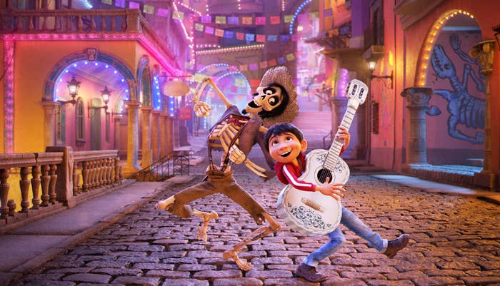 Animated country   of 2  characters joyfully dancing successful  a vibrant street, 1  holding a guitar. The mounting  evokes a festive atmosphere