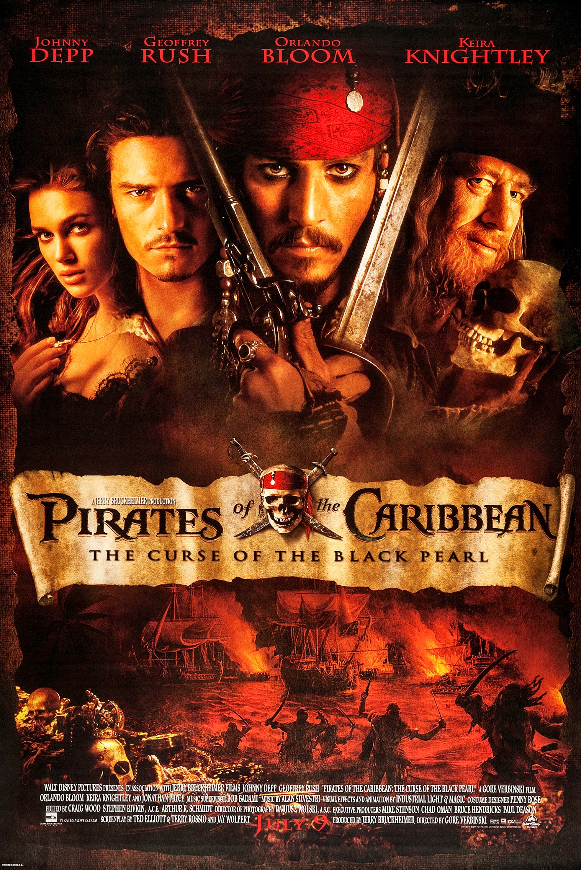  The Curse of the Black Pearl movie   poster featuring main   formed  successful  pirate-themed attire with pirate ships successful  the background