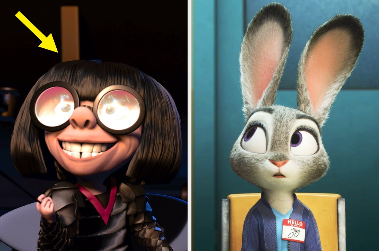 Animated characters: Left with large glasses and bob haircut; right, rabbit in a uniform. The left character is notably excited, while the right is surprised