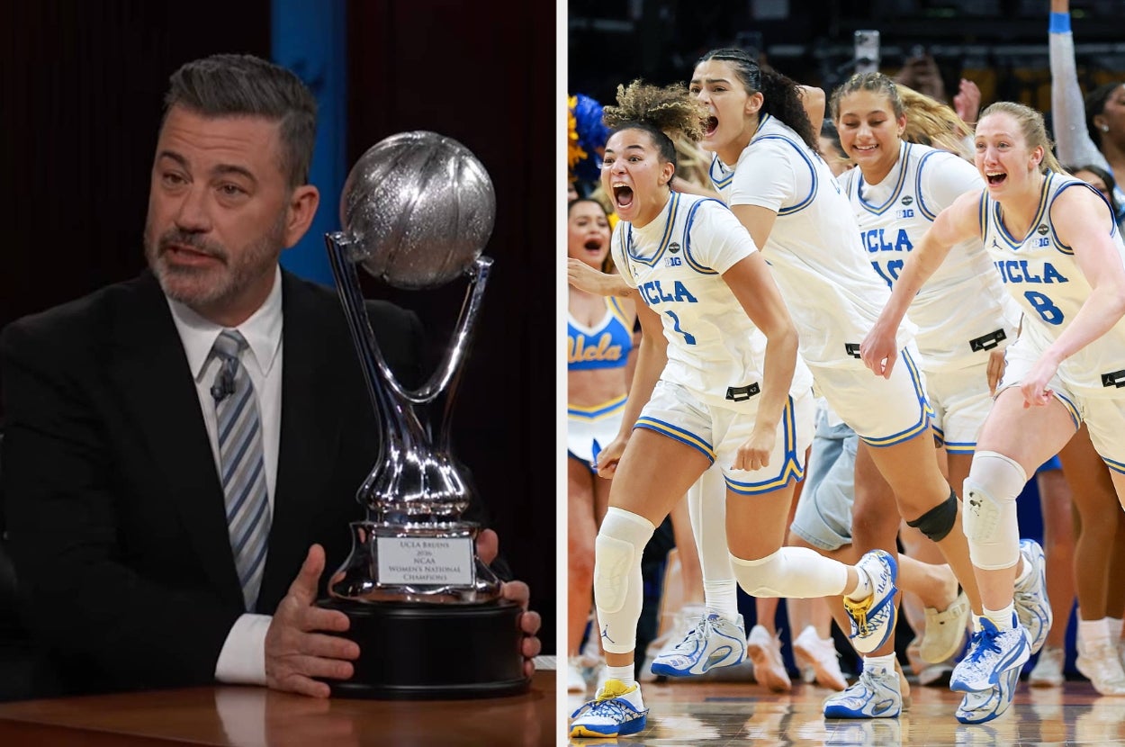 Jimmy Kimmel Told The UCLA Women's Basketball Championship Team To Give Trump This 1 Thing, And You Have To See The Moment For Yourself