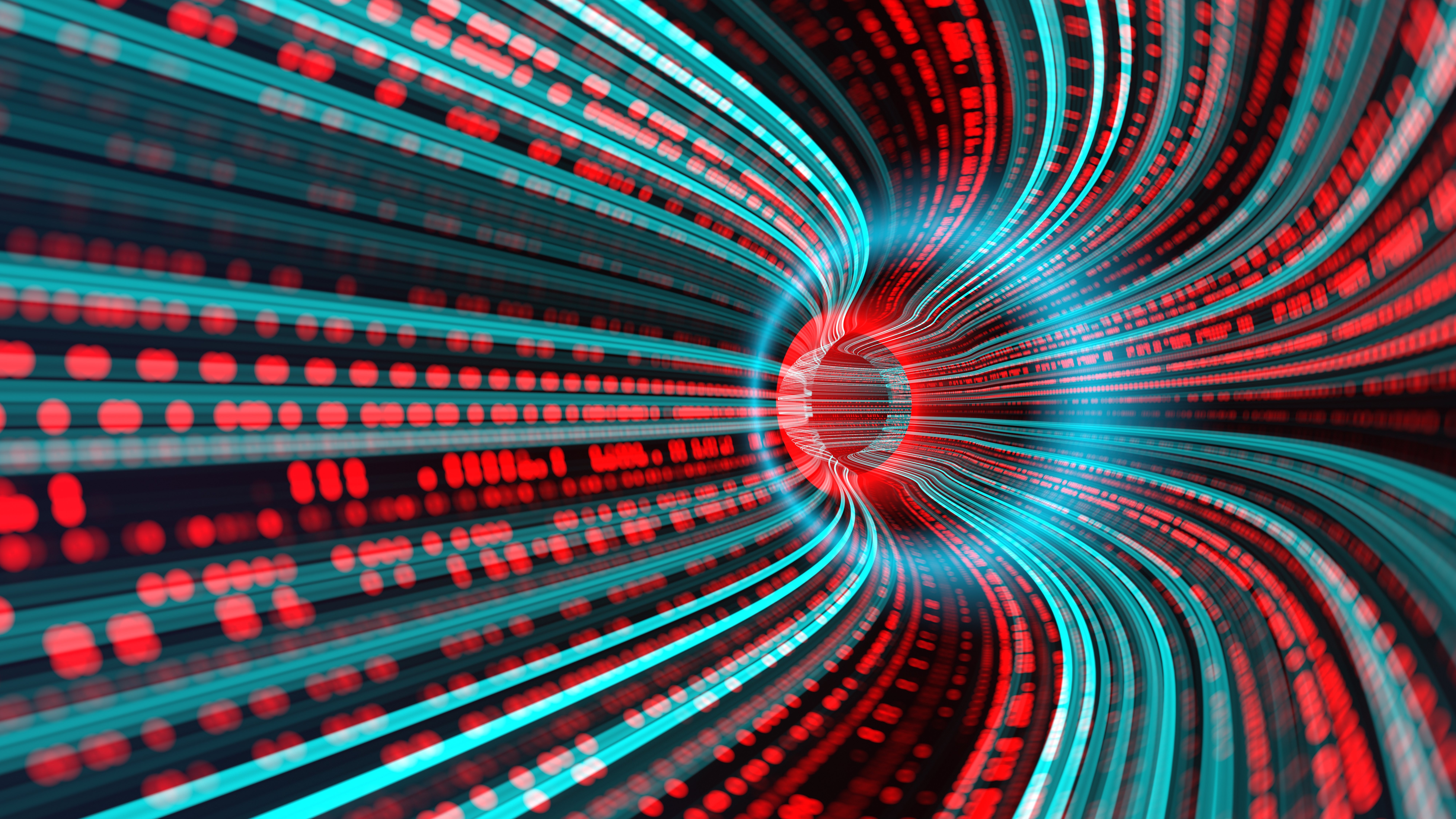 Abstract integer  passageway  with flowing lines and dots, creating a consciousness   of question  and depth