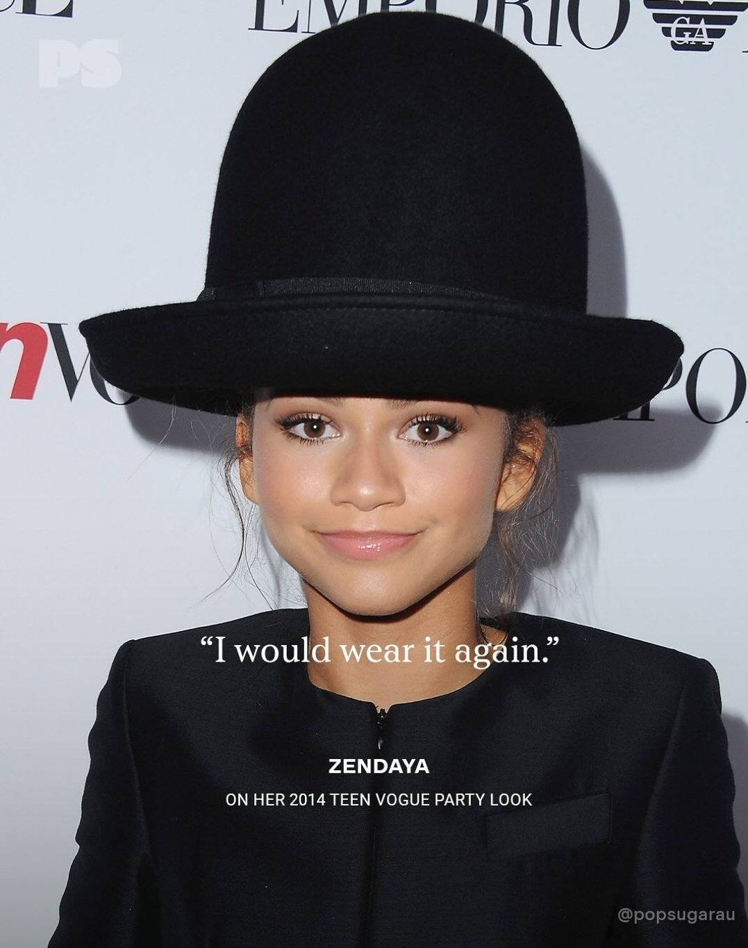  "I would deterioration  it again." Text mentions Zendaya astatine  a Teen Vogue party