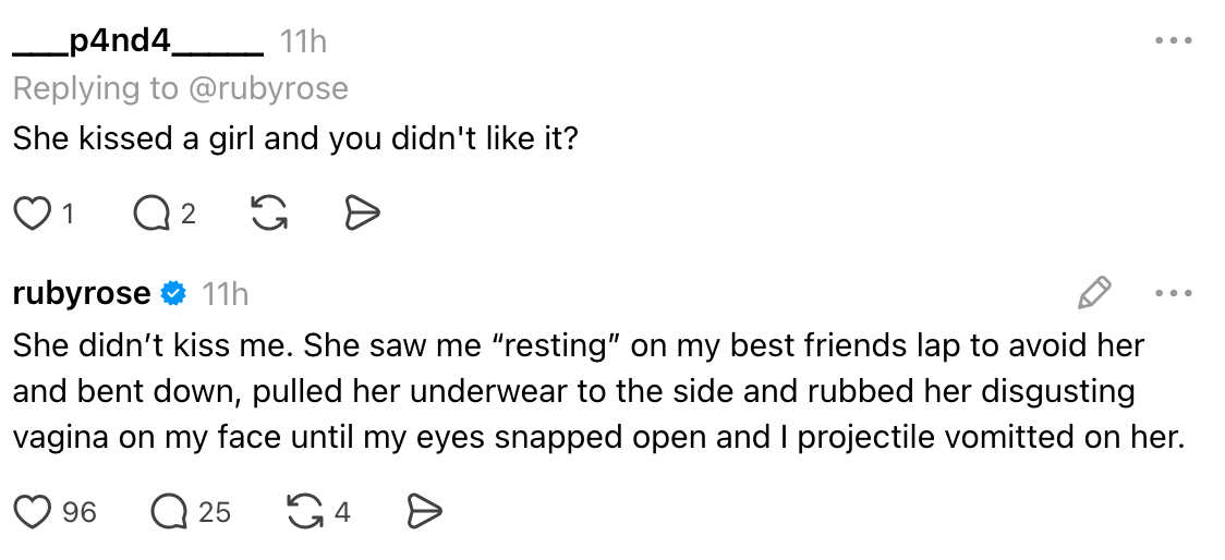 A societal  media speech   wherever  a idiosyncratic    questions an incident, and Ruby describes an uncomfortable idiosyncratic   experience
