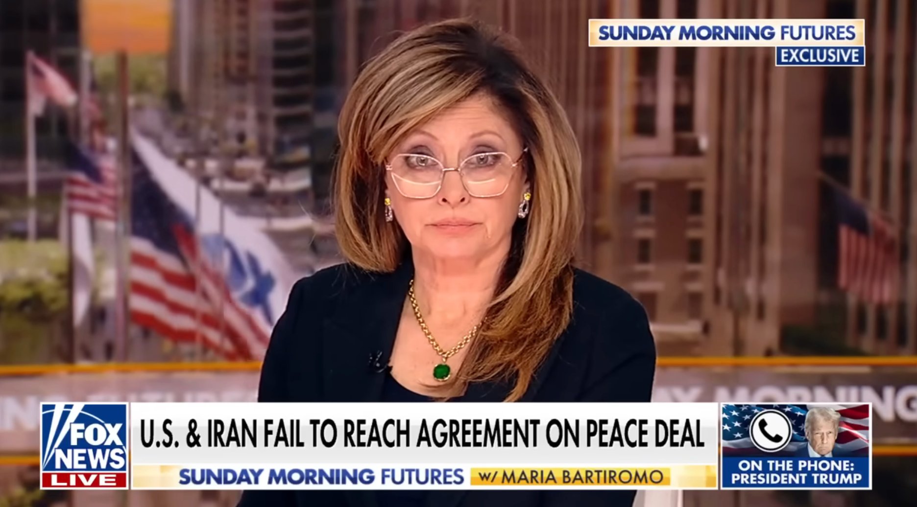 A quality anchor connected TV reporting connected U.S. and Iran bid woody negotiations with on-screen graphics and substance astir the topic