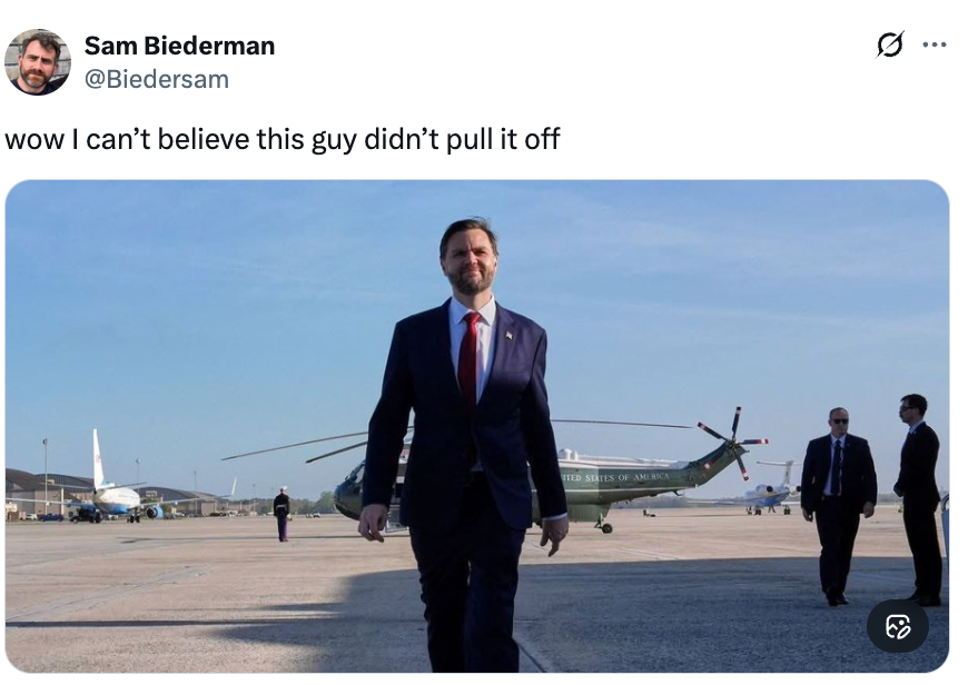 A antheral successful a suit smiles portion walking connected an airdrome tarmac, accompanied by respective people. Helicopters and different individuals are disposable successful the background