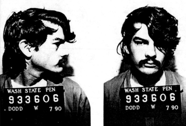 Two black-and-white mugshots of an unidentified man with side and front profiles, taken at a correctional facility