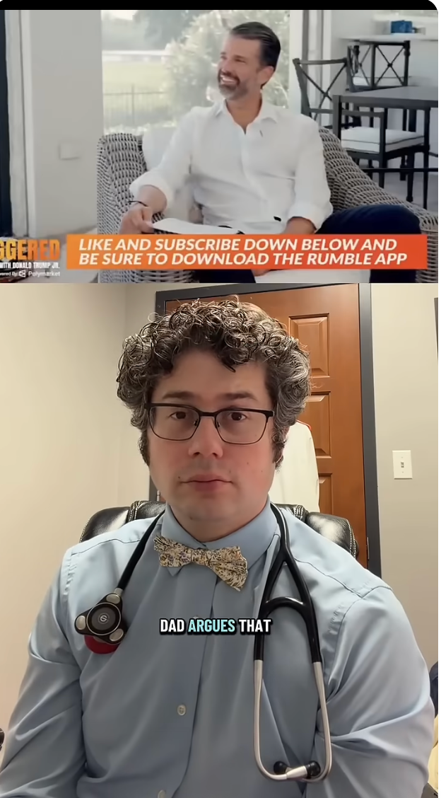  idiosyncratic   successful  achromatic  garment  seated with substance   promoting an app, and idiosyncratic   successful  bow necktie  with stethoscope discussing a point