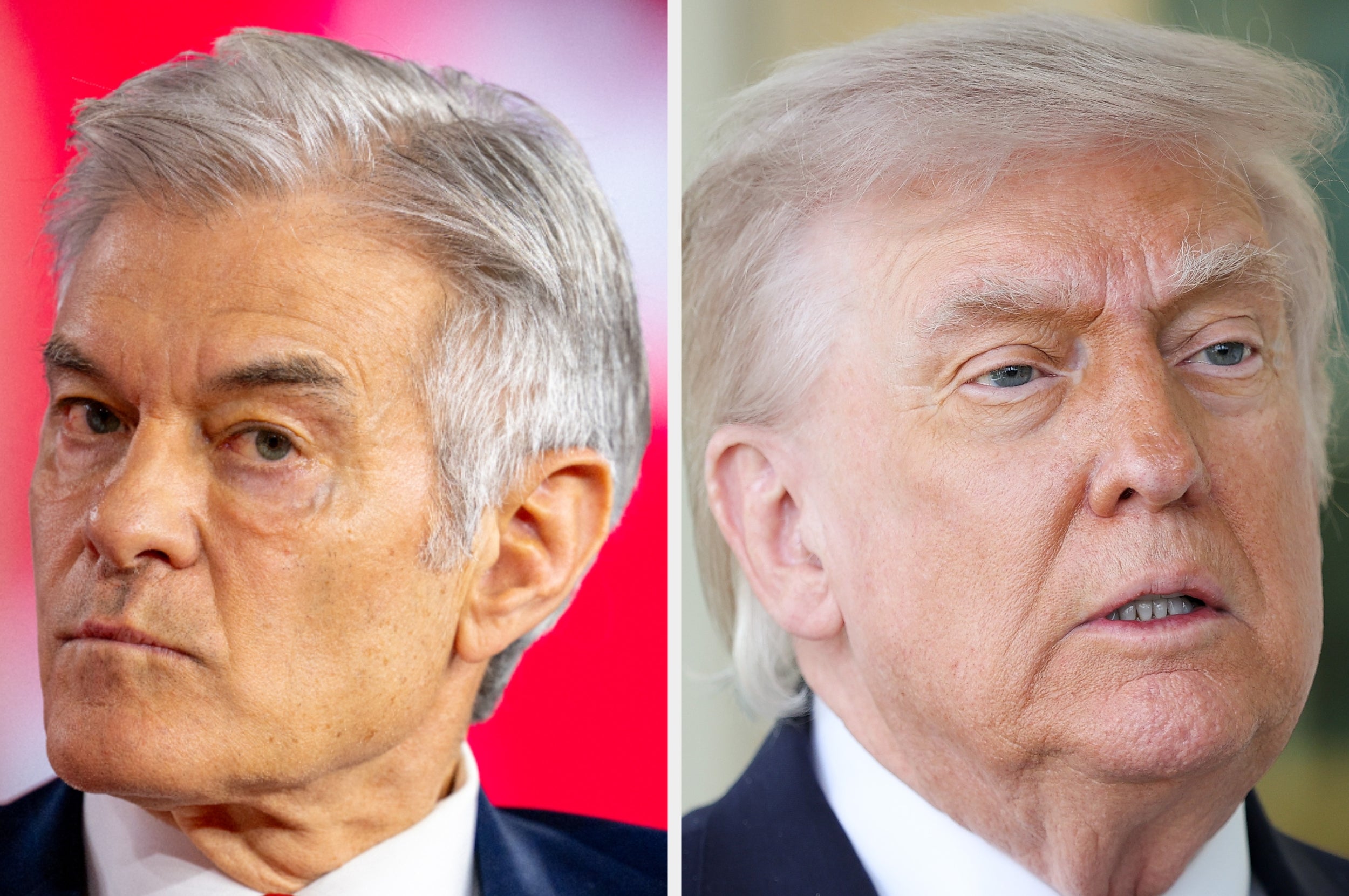 Two men with serious expressions, side by side; both have grayish hair and are in formal attire