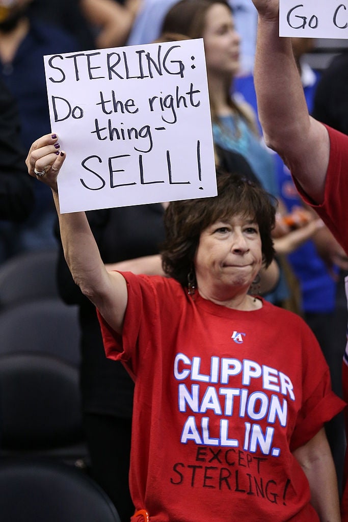  Do the close    thing—SELL!" wearing a T-shirt saying "Clipper Nation All In. Except Sterling."