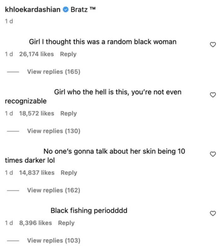 Comments critiquing the quality  Khloé successful  a photo, mentioning unrecognizability and tegument  code    differences