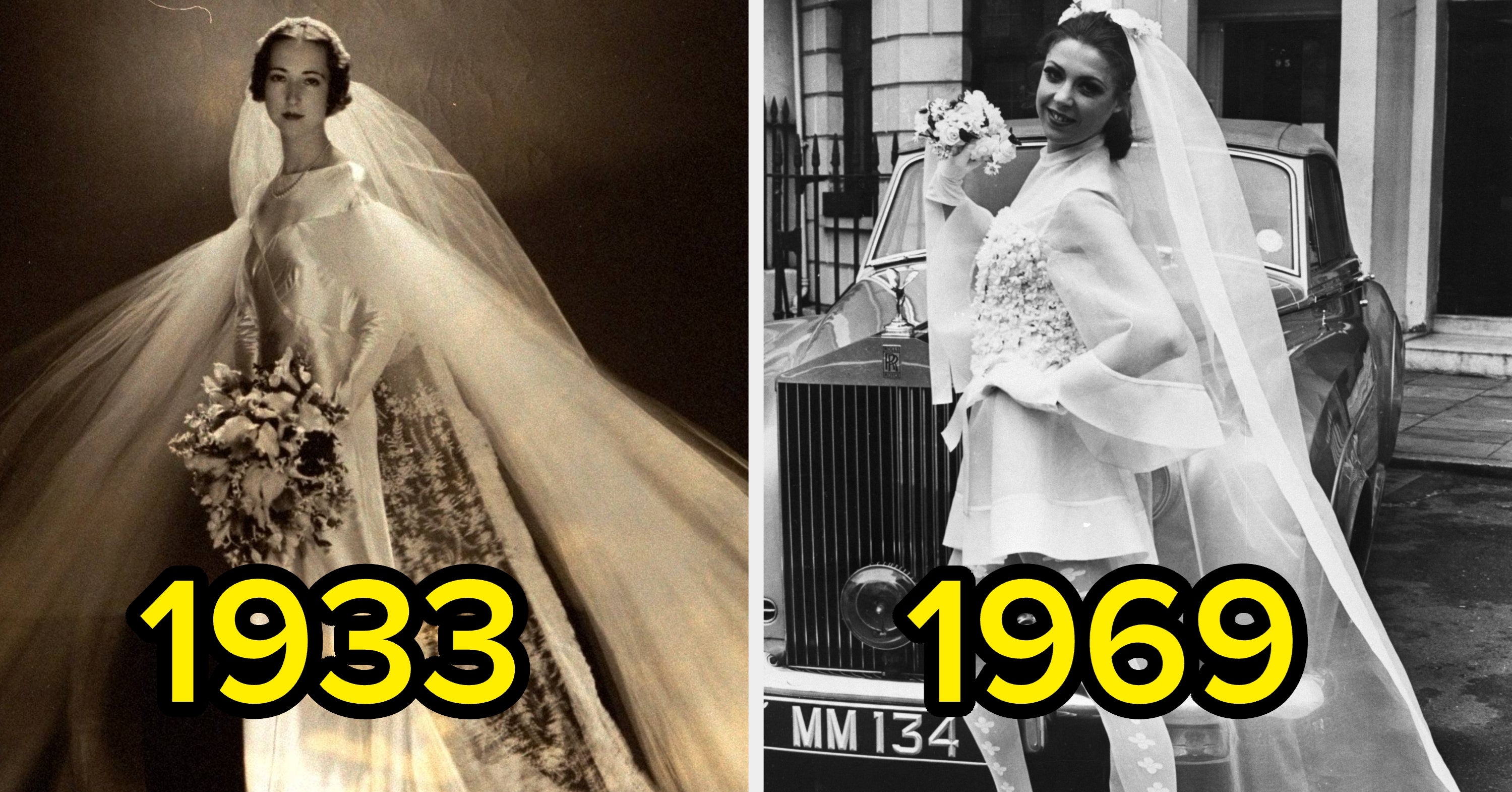 72 Vintage Wedding Dress Photos That Show How Much They've Changed Over The Decades