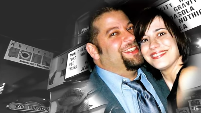 Two radical   smiling successful  beforehand   of a backdrop with signs, including 1  that reads "Abilene."