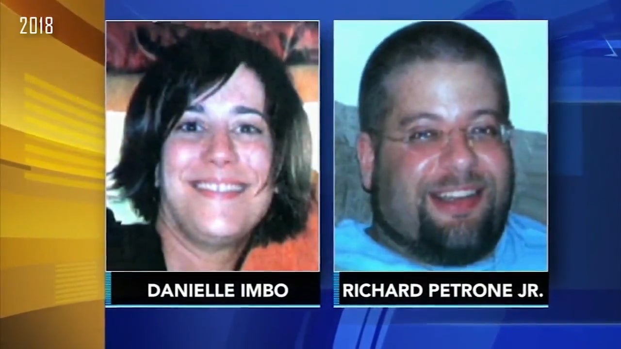 Two missing persons, Danielle Imbo and Richard Petrone Jr., shown successful  abstracted  photograph  frames, with their names labeled beneath  each   image
