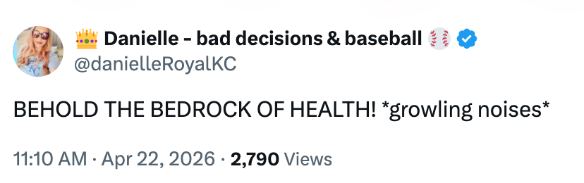  "BEHOLD THE BEDROCK OF HEALTH! *growling noises*" with 2,790 views
