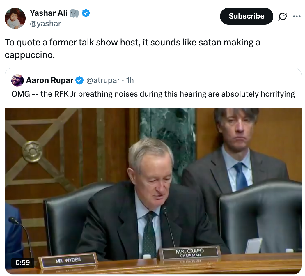 Senator speechmaking  statements during a hearing, portion    different  idiosyncratic   observes successful  the background