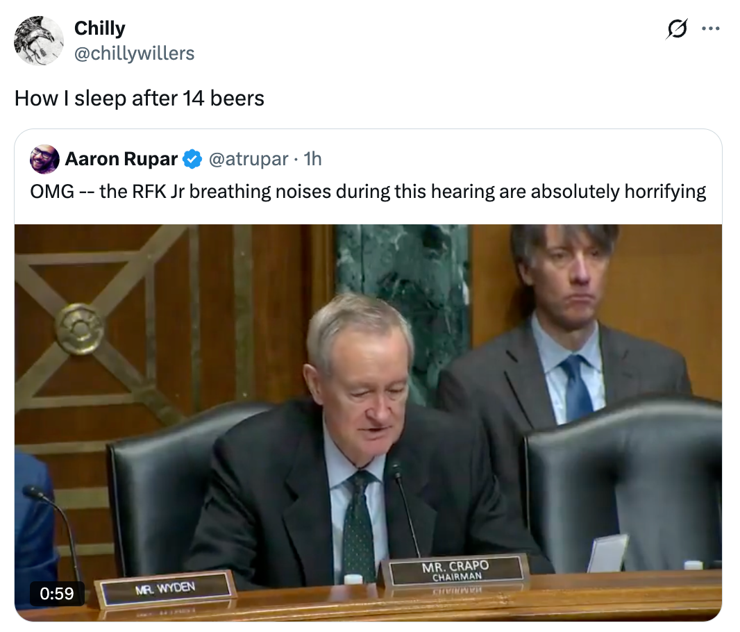 Screenshot of a tweet by Chilly astir  sleeping aft  drinking 14 beers, featuring a retweeted video of a proceeding  with a antheral   speaking