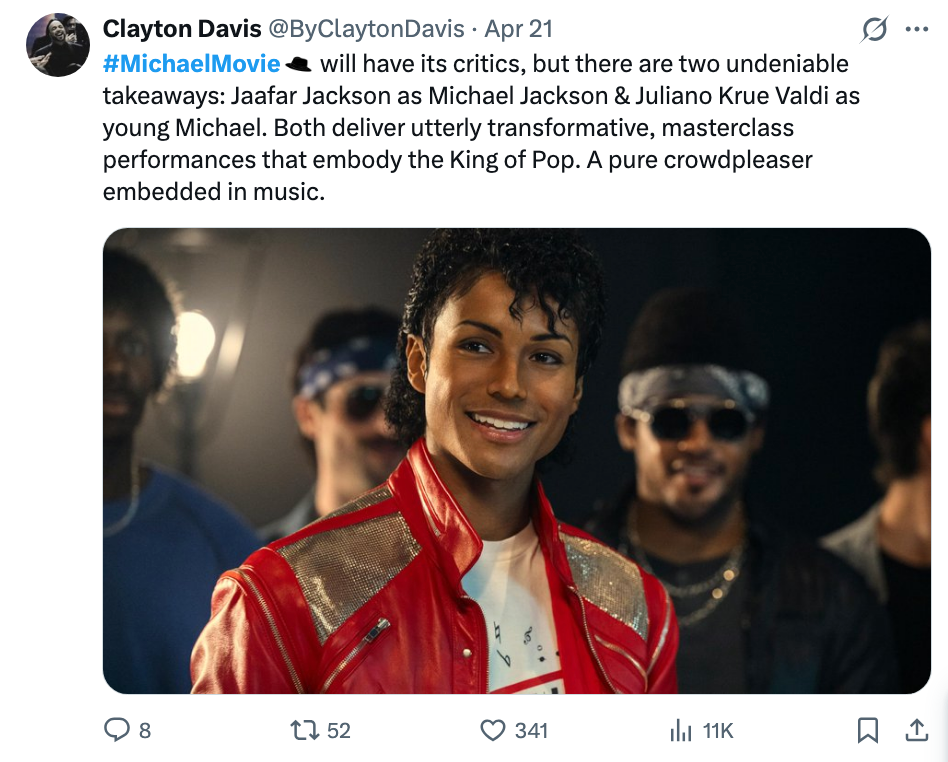 Jaafar Jackson and Juliano Krue Valdi praised for their roles successful  a Michael Jackson movie, delivering transformative performances