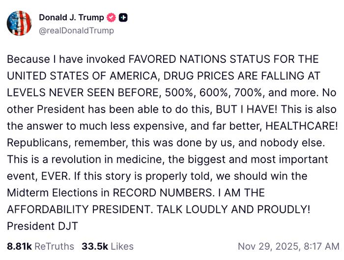 Summary of societal  media station  by Donald J. Trump discussing reduced cause   prices, favored federation  status, and encouraging voting successful  upcoming elections