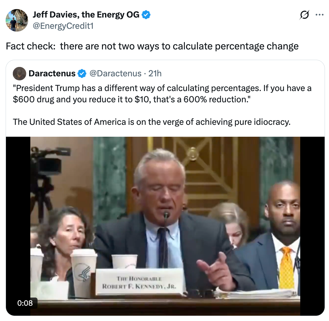 Tweet highlights a humorous mistake  successful  mathematics  by a nationalist   fig  regarding percent  change