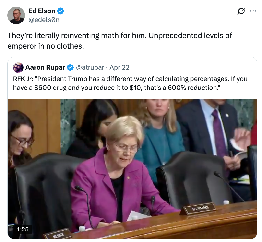 Tweet showing a legislator  speaking astatine  a hearing. Caption mocks a governmental  connection    with exaggerated math