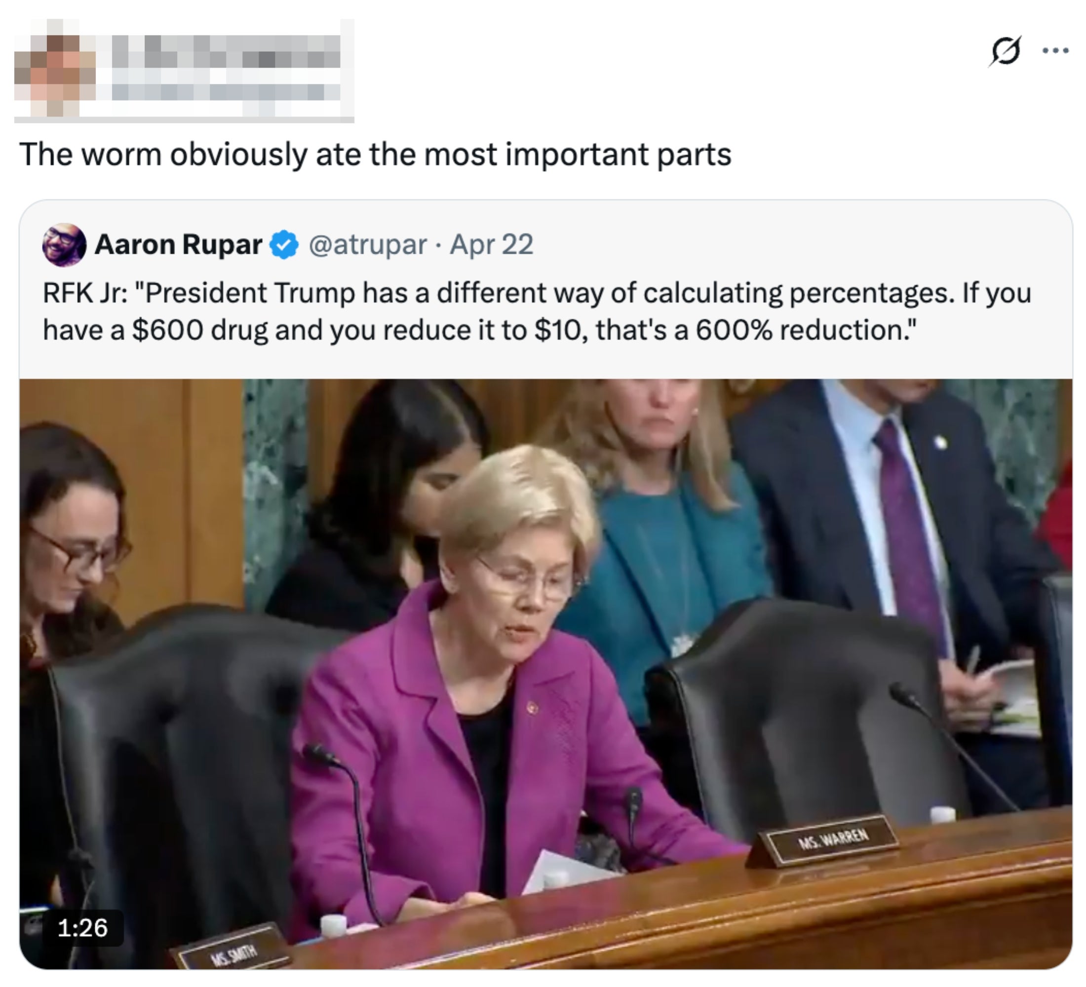 Senator speechmaking  papers; a tweet jokes astir  Trump's percent  calculation mistake   regarding medicine   outgo  reduction