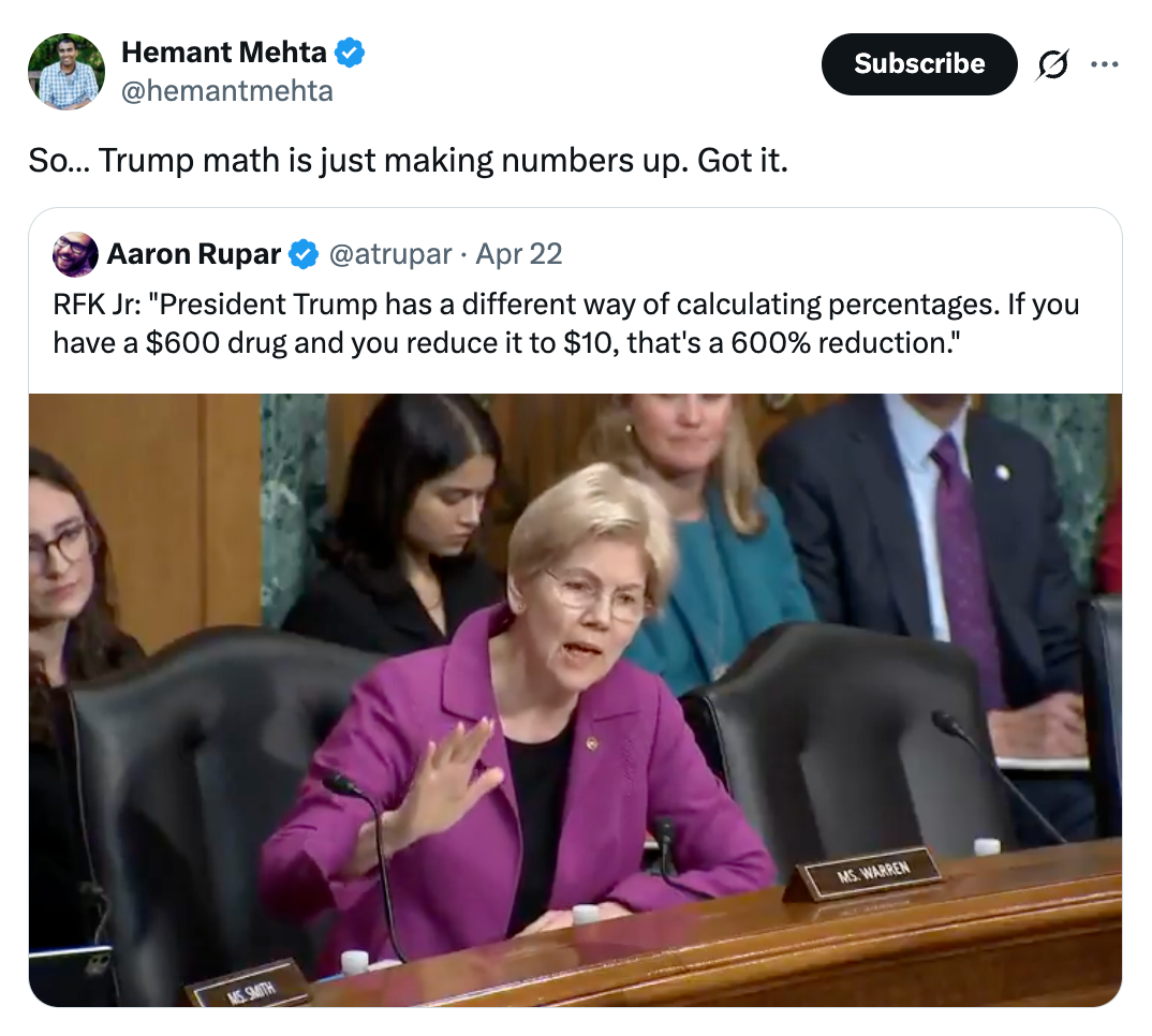 Screenshot of tweets discussing RFK Jr.'s connection    connected  cause   terms  reductions, with commentary connected  mathematics  accuracy