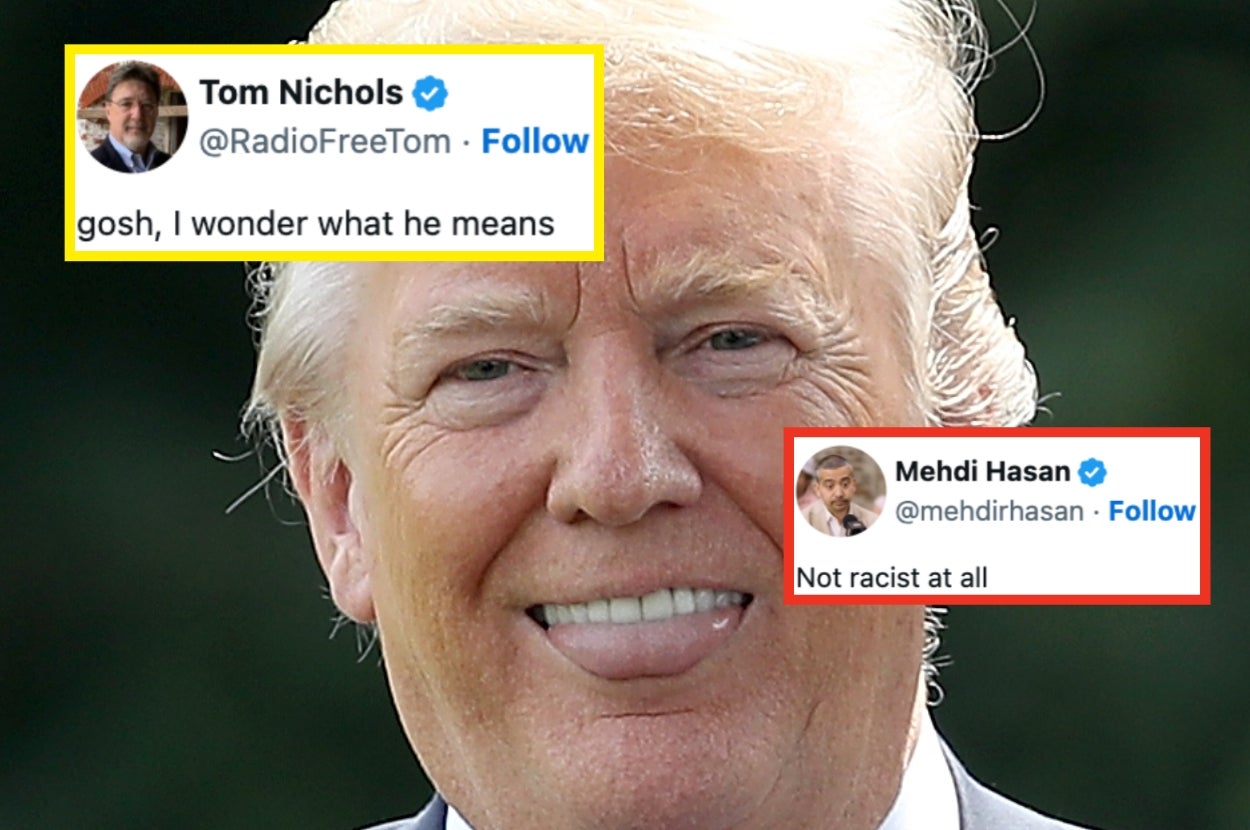 Photo of a man sticking out his tongue with two tweet screenshots commenting on the image