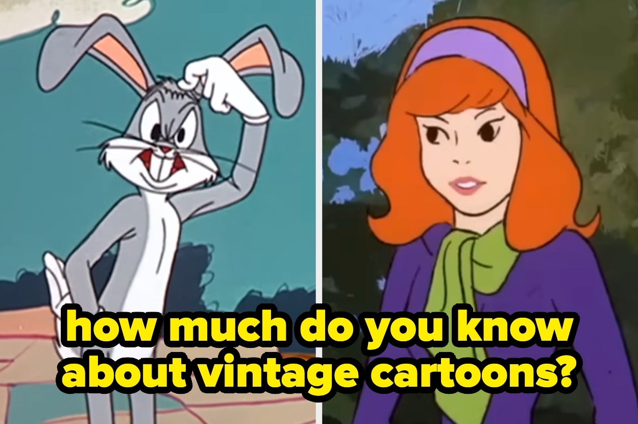 Bugs Bunny and Daphne Blake from vintage cartoons with text: "how much do you know about vintage cartoons?"