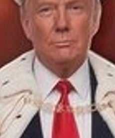 A idiosyncratic   dressed successful  regal attire with crown, scepter, and robe, lasting  against a throne-like background