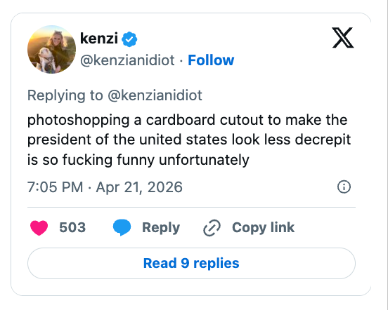 Twitter station  humorously suggesting a Photoshop of the US president   to look  little  aged