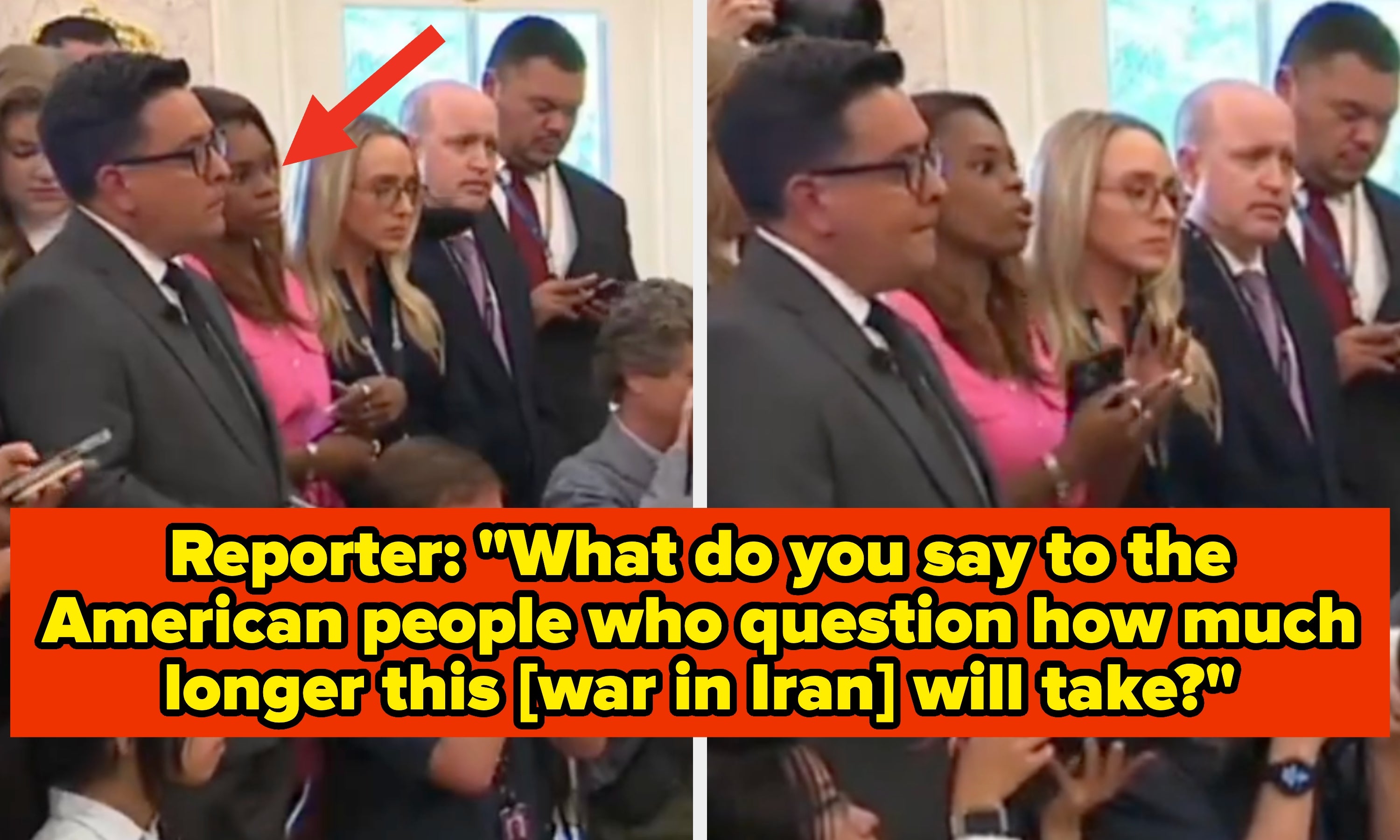 A radical  of journalists, immoderate   with notebooks and cameras, intently perceive  and instrumentality     photos during a property   event