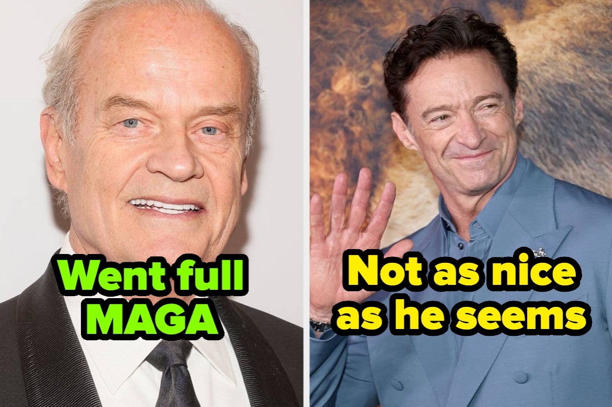 Kelsey Grammer captioned, "Went full MAGA." Hugh Jackman captioned, "Not as nice as he seems"