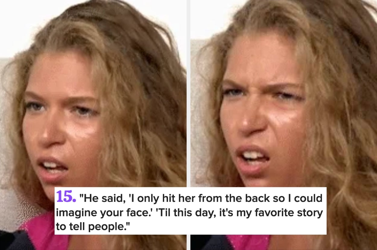 Two images show a person's confused and skeptical expression. Text below shares a story about someone attributing an action to imagining someone's face