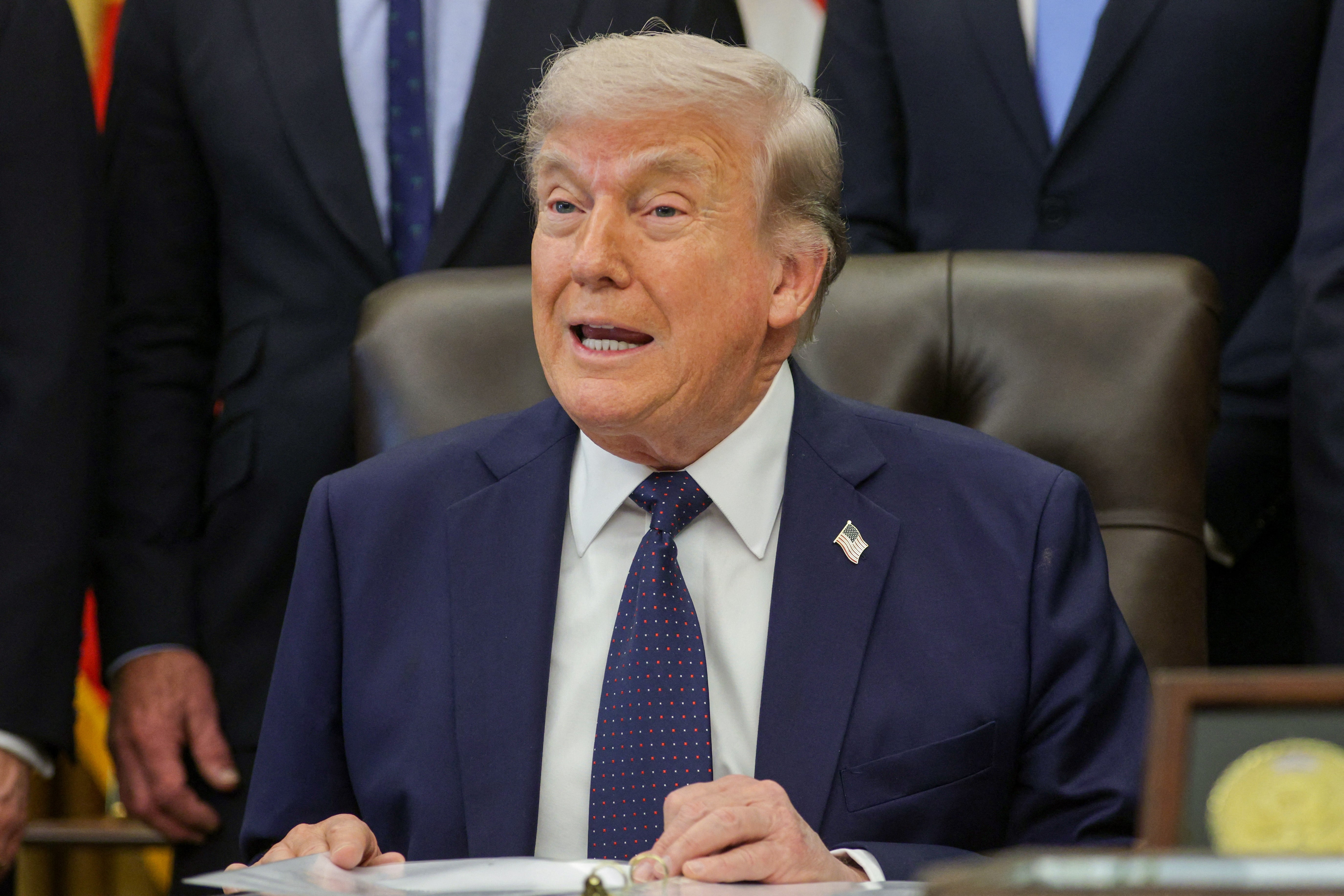 医療費の負担軽減に関するイベントで話すドナルド・トランプ米大統領（＝2026年4月23日撮影）/ ALEX WONG / AFP＝時事