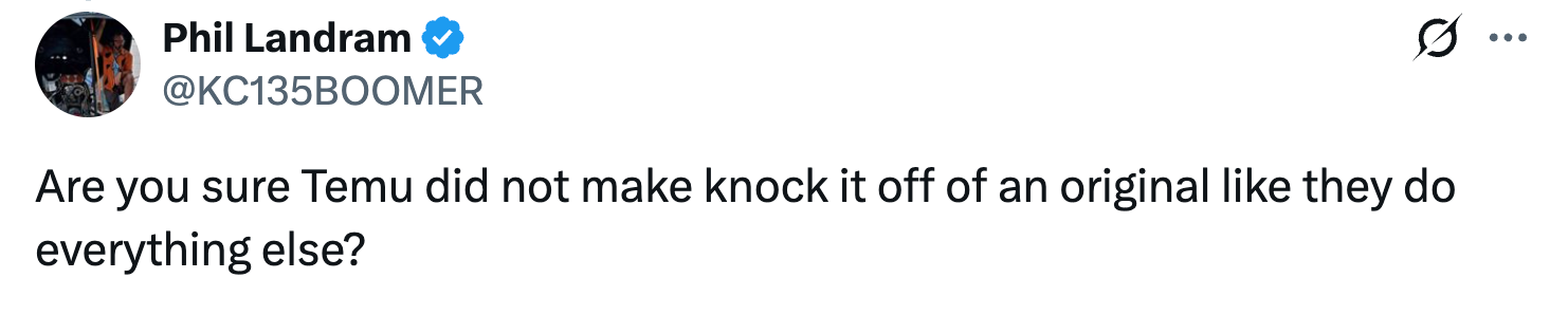 Tweet spør om Temu replikerte et annet originalt produkt