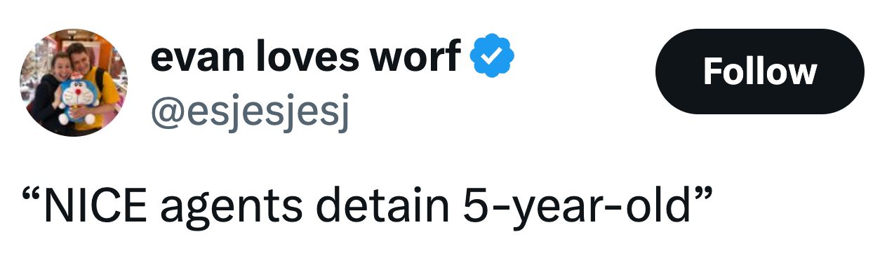 Tweet av @esjesjsj: "NICE agenter arresterer 5-åringen"