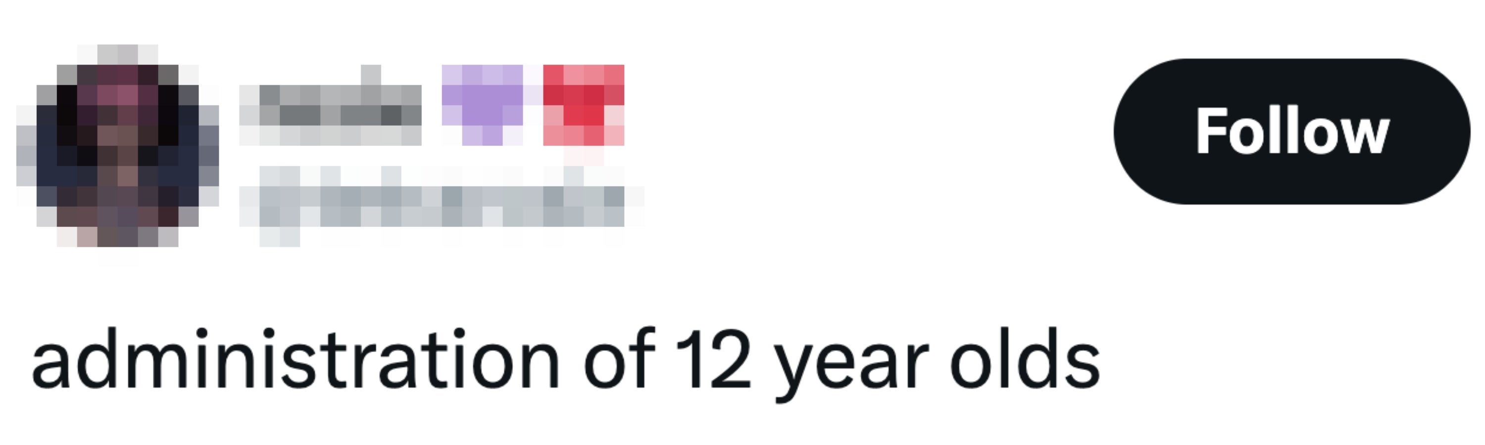 Tweet: "administrasjon av 12 åringer"