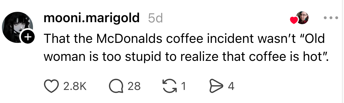 Tweet discussing the misconceptions astir  the McDonald's java  incidental  and stating it wasn't astir  a pistillate   not realizing java  is hot
