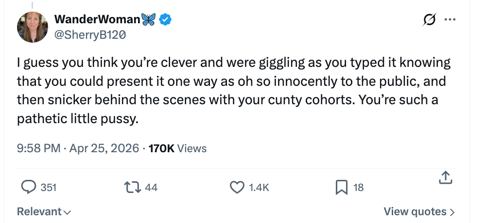 Tweet by WanderWoman criticizing someone's behavior, expressing disdain and mocking them for perceived deceit and immaturity