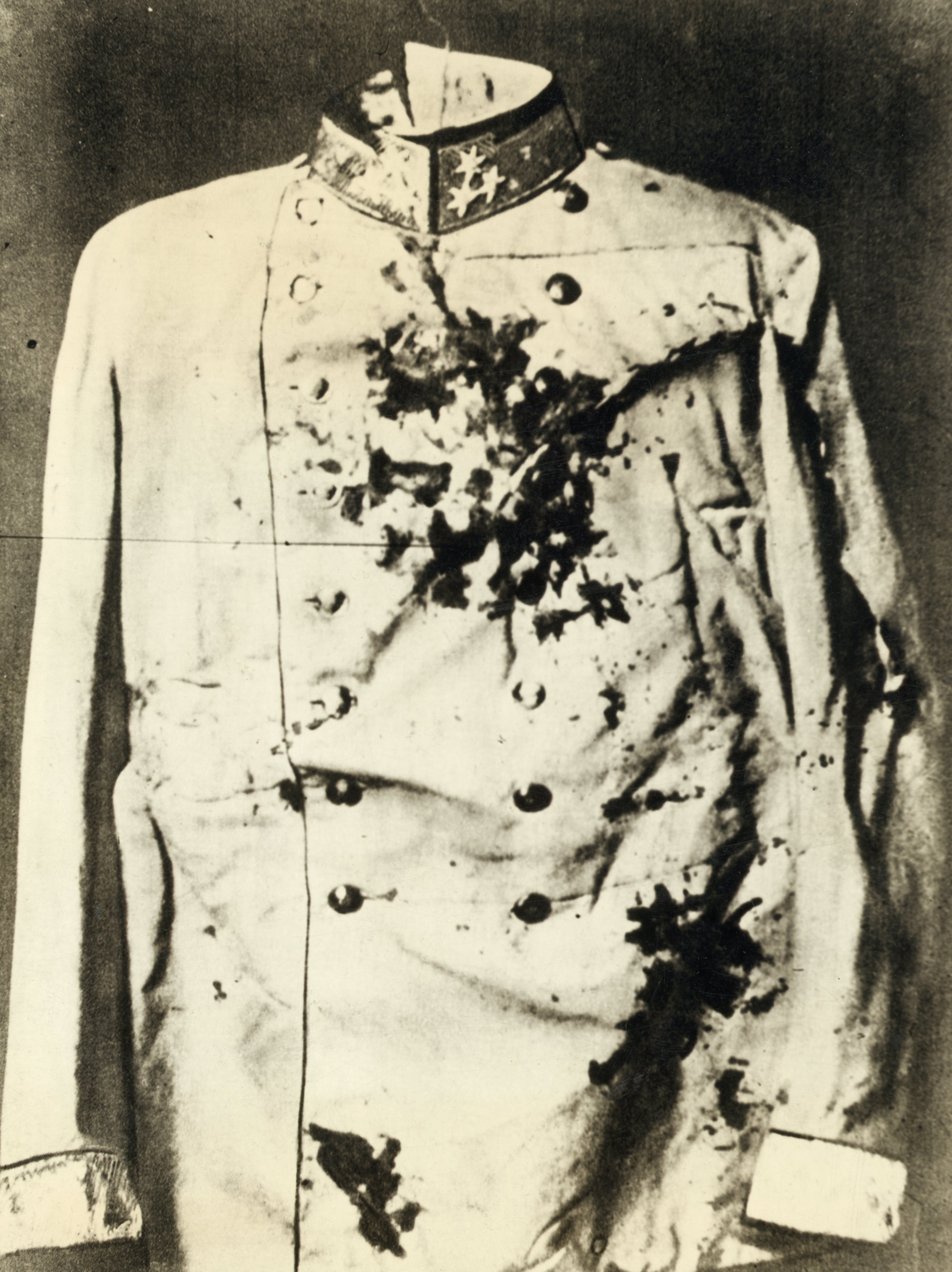 Franz Ferdinand's bloodstained subject   jacket, important    successful  history, showcases slug  holes from his assassination successful  1914