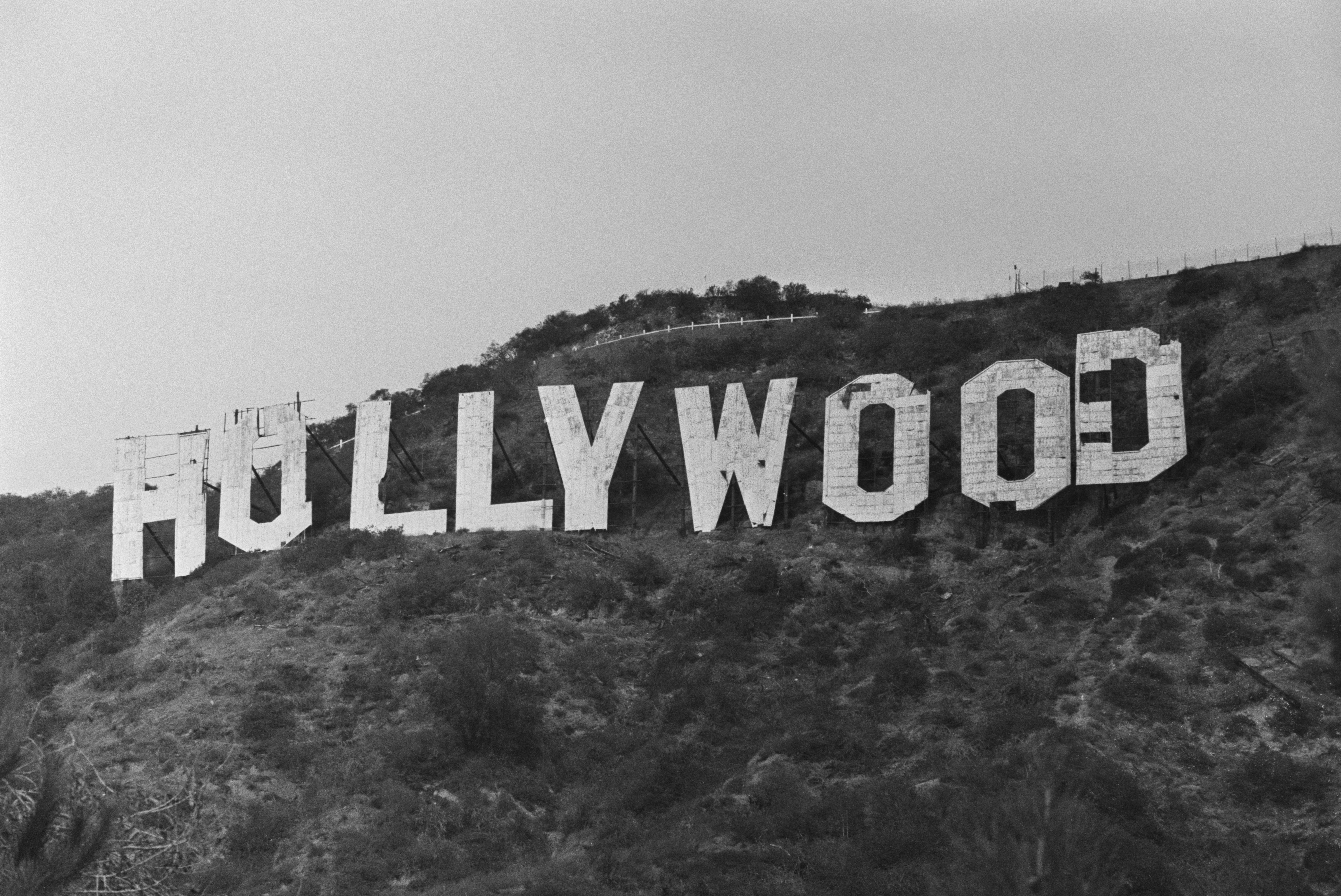 Hollywood motion   connected  a hillside, captured from a debased  angle, conveying classical  movie  manufacture  nostalgia