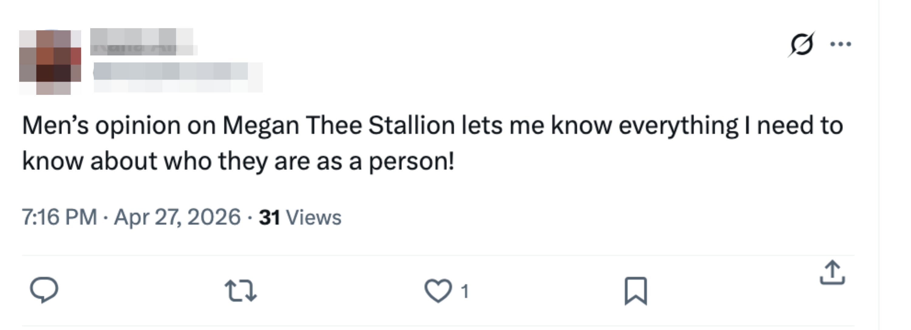  "Men's sentiment  connected  Megan Thee Stallion lets maine  cognize  everything I request   to cognize  astir  who they are arsenic  a person!"