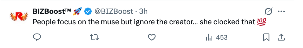 Tweet av BIZBoost: "Folk fokuserer på musen, men ignorerer skaperen... hun klokket det ?." 453 liker
