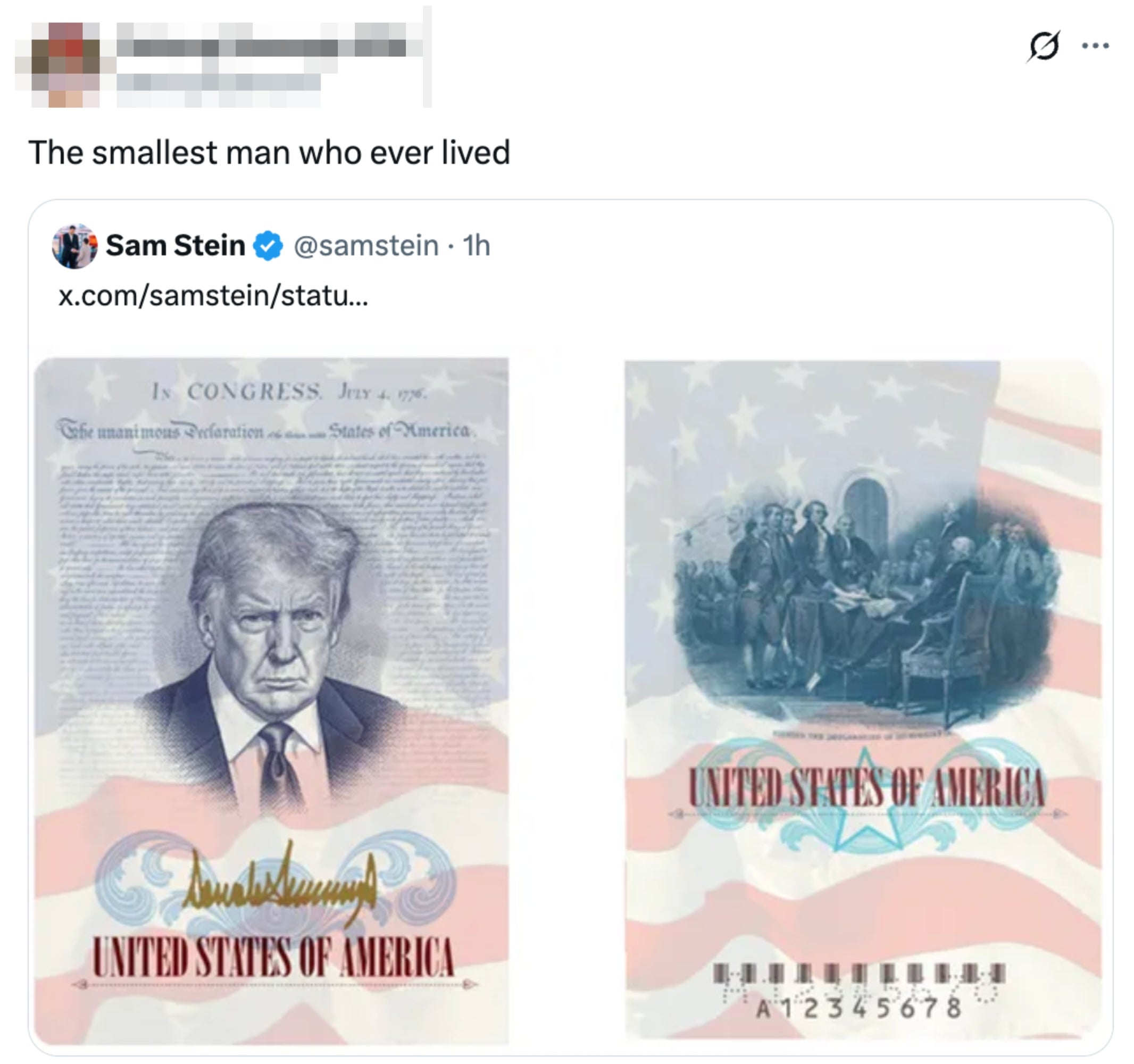To falske bilder: det ene viser et forvrengt kongressdokument med en skisse av en tidligere president, det andre viser amerikansk valuta med lignende egenskaper