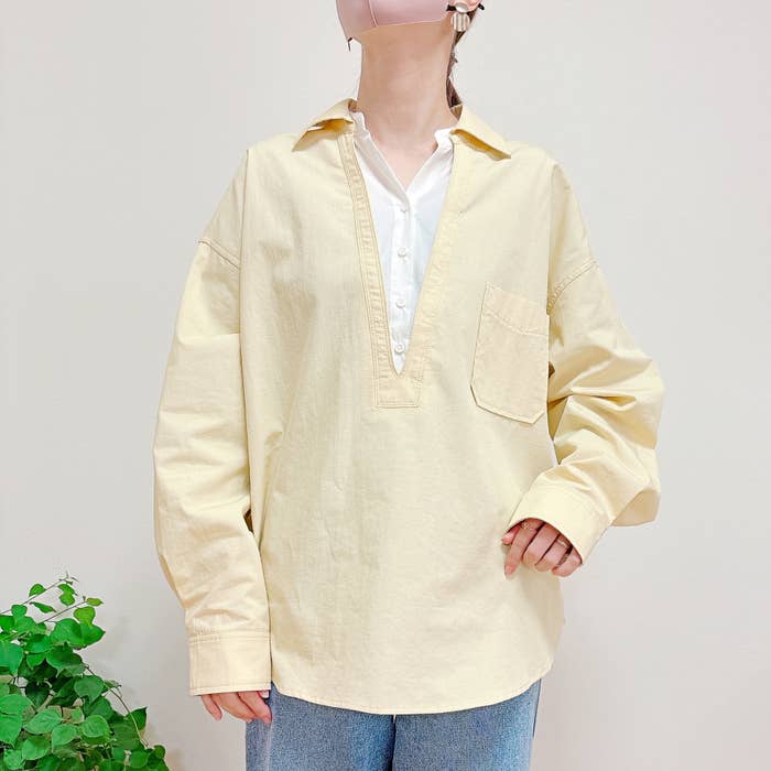 理想の大人シャツをついに見つけた！lawgyの「万能ゆったりシャツ lawgy double wind accent v neck shirt