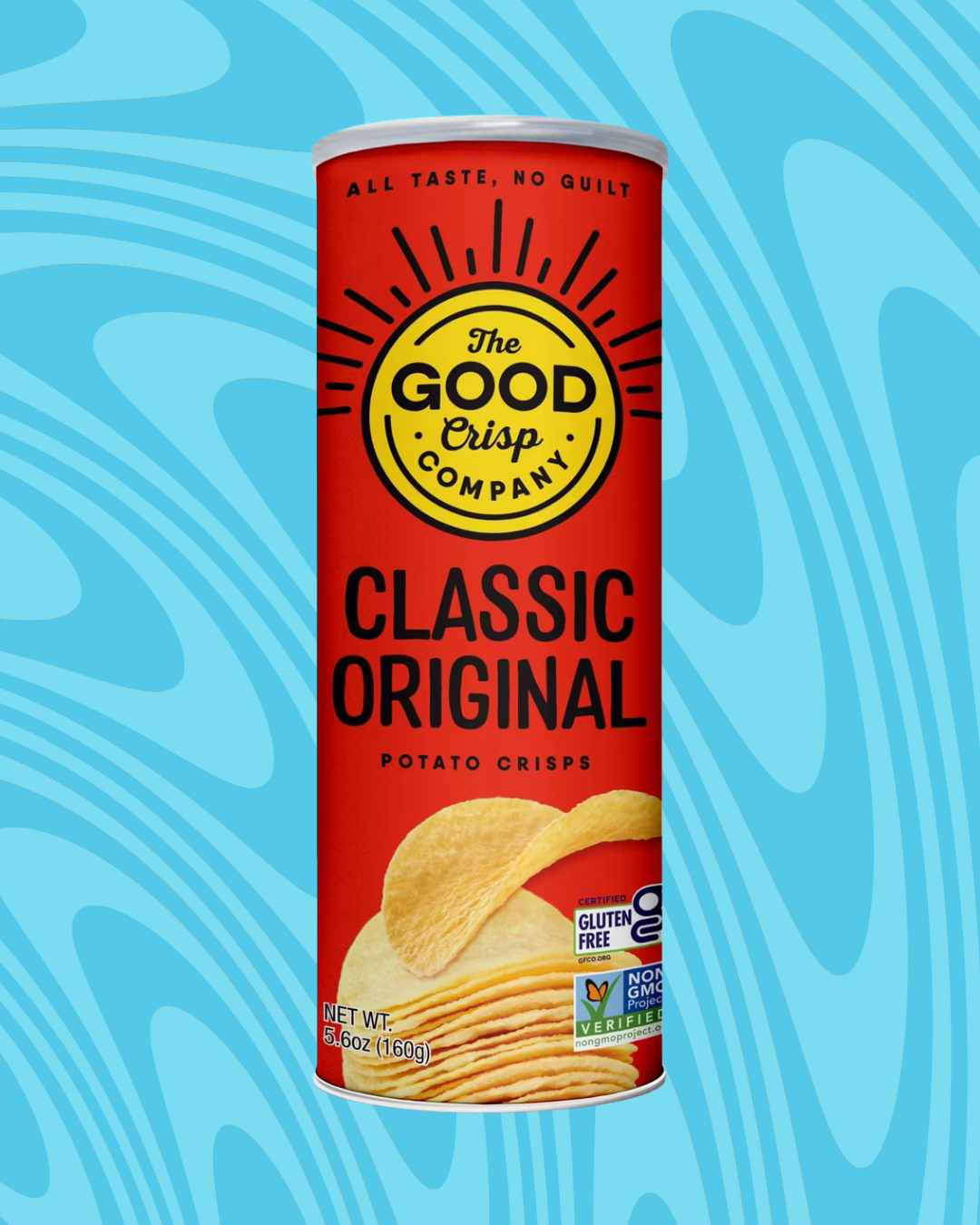 The Good Crisp Company's Classic Original potato crisps can. Gluten-free and non-GMO