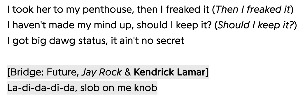 Seksuelle tekster fra en sang med Future, Jay Rock og Kendrick Lamar