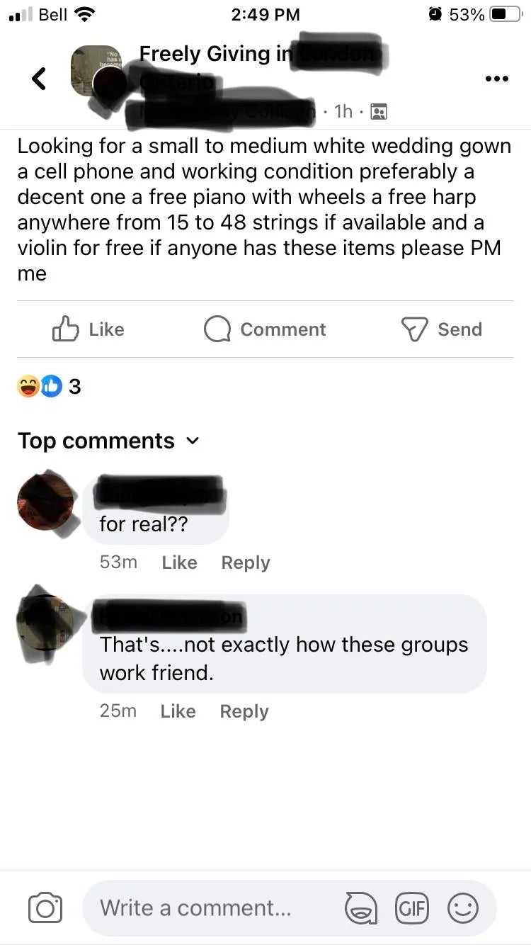  idiosyncratic    seeks a wedding dress, compartment  phone, moving   piano, escaped  harp, and violin. A remark  questions the request